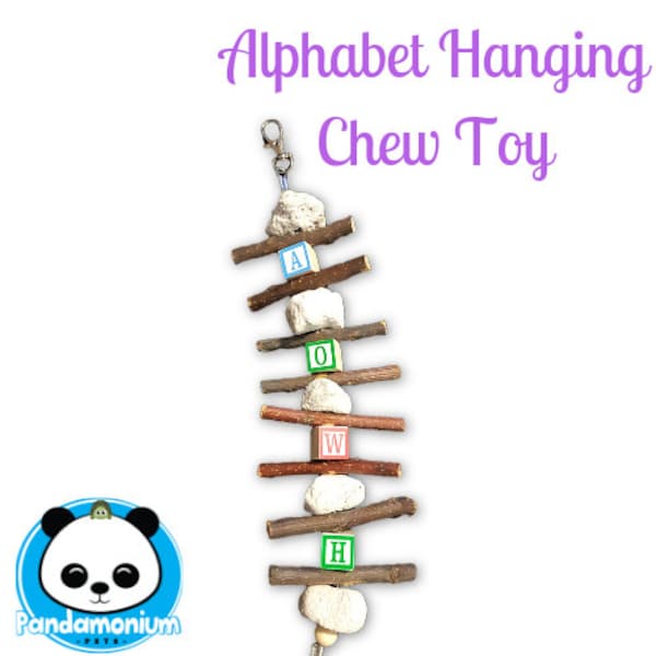 Alphabet Hanging Chew Toy with Pumice Stones & Apple Wood