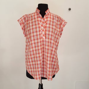 Super Cute and Charming Vintage Plaid Blouse by Caribou, Size Large