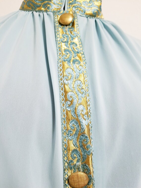 Women's Gorgeous Vintage Light Blue and Gold Embr… - image 3