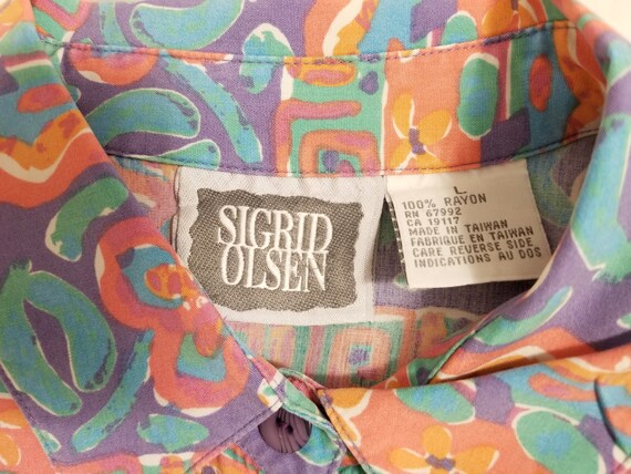 Women's Retro Sigrid Olsen Funky Floral Rayon Col… - image 5