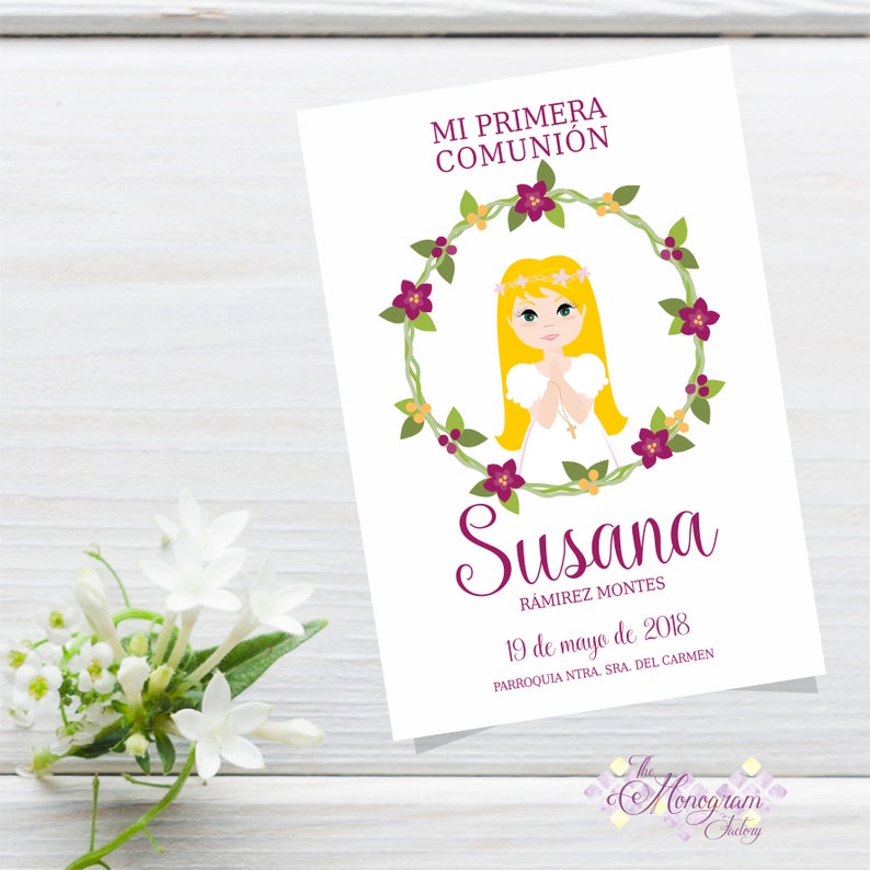 Customized Printable Holy To start with Communion Card Female Postcard Souvenir, Print, Eucharist, Party, Catholic photo relating to First Communion Cards Printable known as Customized Printable Holy 1st Communion Card Lady Postcard Souvenir, Print, Eucharist, Party, Catholic