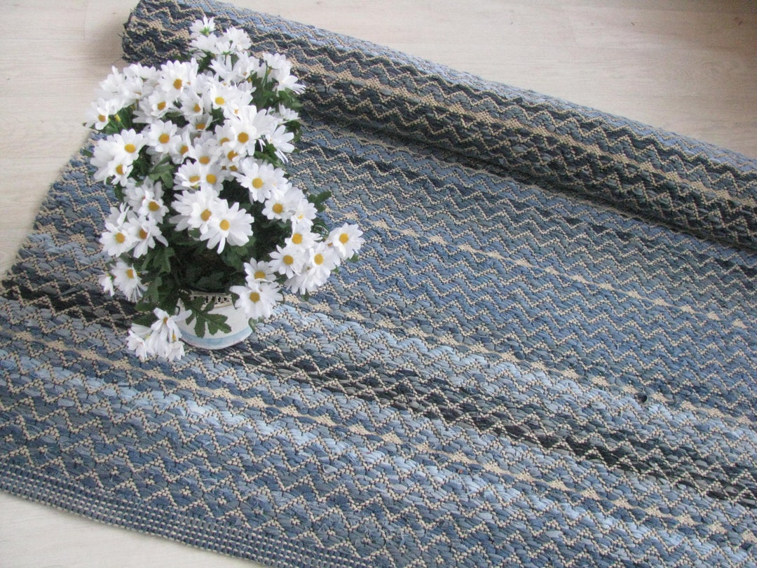 Denim Blue Rug Runner. Kitchen Nursery Scandinavian Modern Etsy