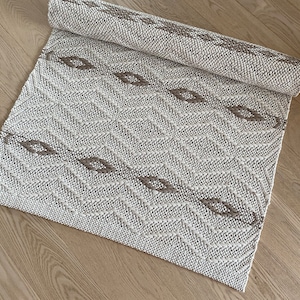 Ivory Handmade floor runner  rug. Scandinavian  rug. Cotton nursery rug carpet. Washable soft rug, bedroom bedside floor,  Livingroom rug.
