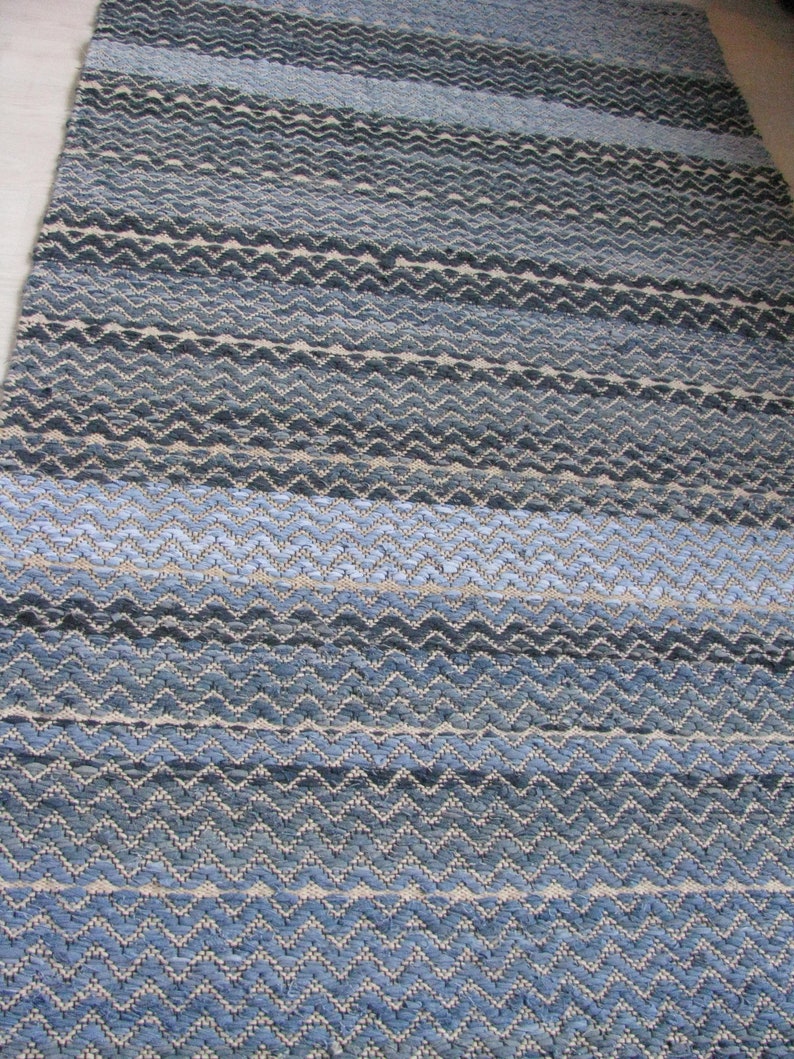 Denim Blue Rug Runner. Kitchen Nursery Scandinavian Modern Etsy