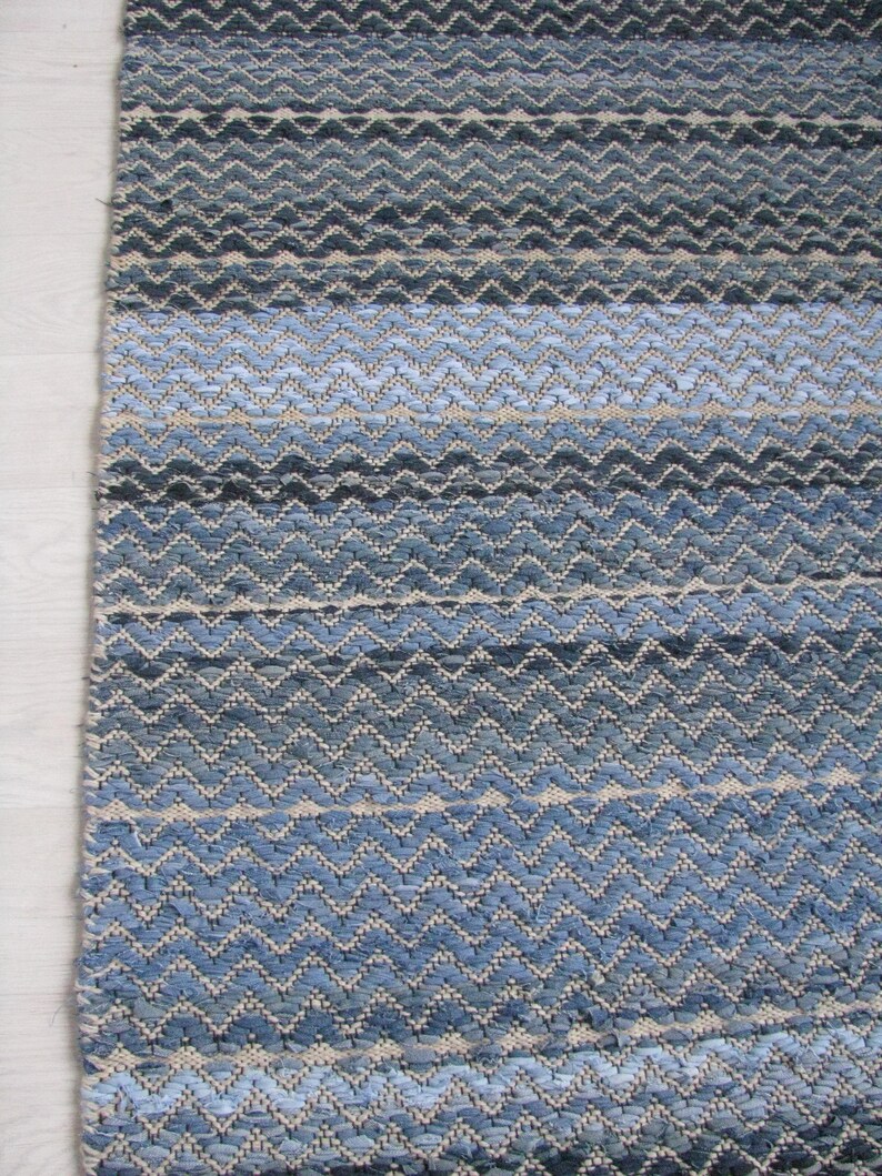 Denim Blue Rug Runner. Kitchen Nursery Scandinavian Modern Etsy