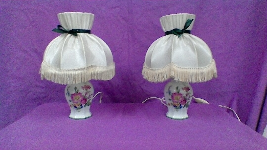 Duo of Porcelain Bedside Lamps Vintage. Etsy
