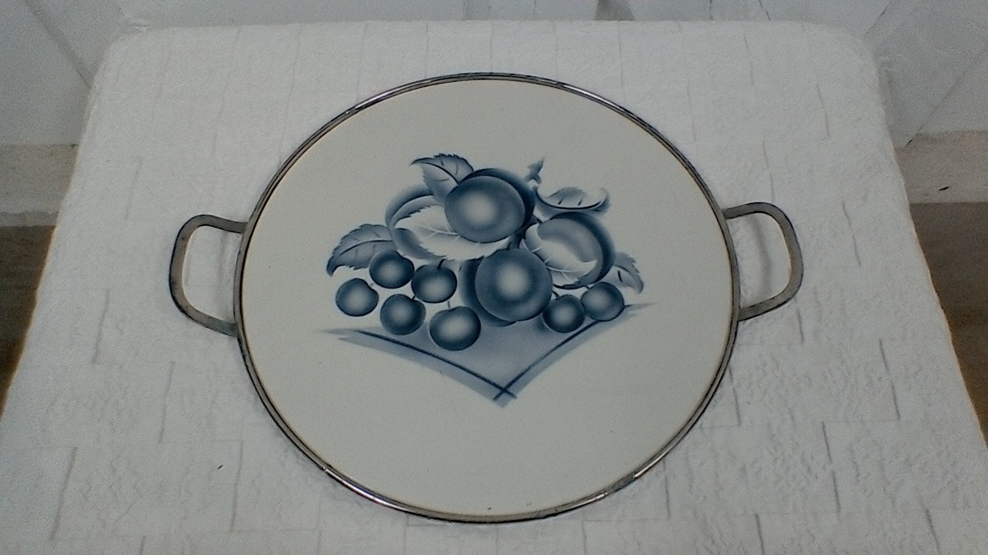 Plateau de Service Rond , Art Déco Vintage .