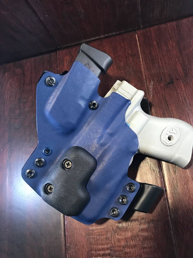 Smith and Wesson M/&P Shield 940 wGreen Ct Laser Lg-489G Police Blue And Black Kydex SideCar IWB Appendix Firearm Made in the USA