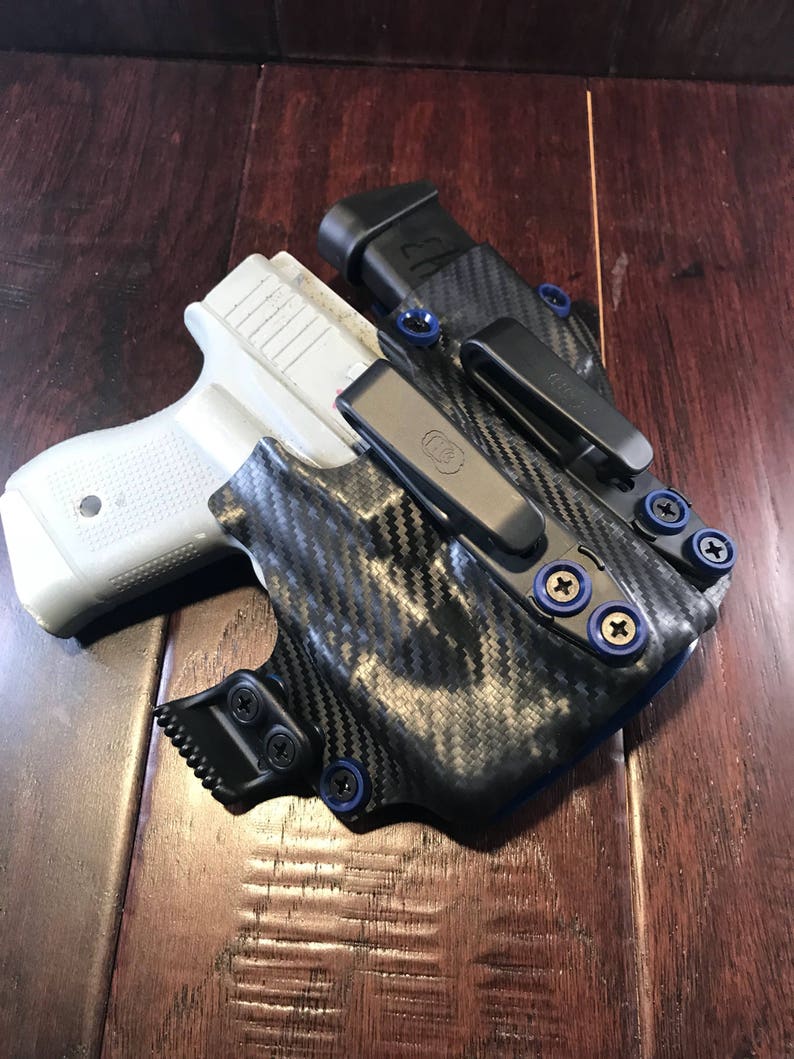 Smith and Wesson M/&P Shield 940 wGreen Ct Laser Lg-489G Police Blue And Black Kydex SideCar IWB Appendix Firearm Made in the USA