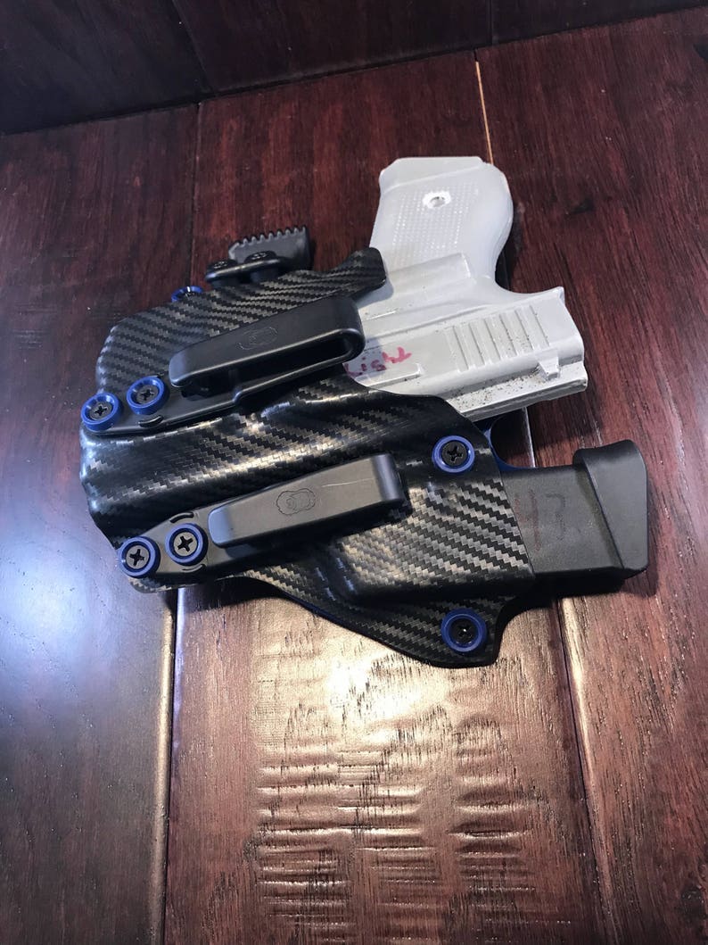 Smith and Wesson M/&P Shield 940 wGreen Ct Laser Lg-489G Police Blue And Black Kydex SideCar IWB Appendix Firearm Made in the USA