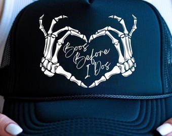 Boos Before I Dos Bachelorette Trucker Hats: Custom Halloween Party Favors