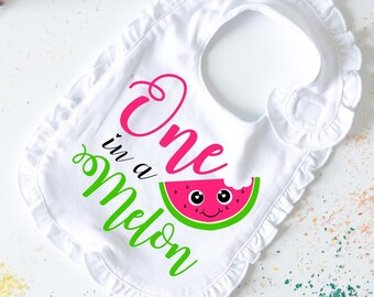 One in a Melon First Birthday Bib - Watermelon Themed Birthday - Cake Smash Prop