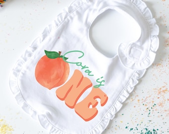 One Sweet Peach First Birthday Bib - Sweet Little Peach Themed Birthday - Cake Smash Prop