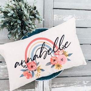 Personalized Boho Name Pillow - Rainbow Baby - Birthday Gift for Girl - Boho Baby Nursery - Personalized Birthday Gift - Rainbow Baby Gift