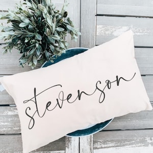 Valentines Day Gift - Personalized Name Pillow - Wedding Gift - Personalized Caligraphy Pillow - Last Name Pillow - Engagement Gift