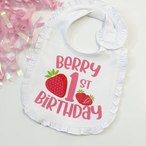 My Berry First Birthday Bib Strawberry Themed Birthday Cake Smash Prop image 1