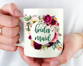 Personalized Bridesmaid Coffee Mug – Floral Wedding Proposal Gift