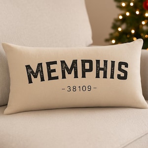 Custom City & State Throw Pillow: New Home Gift (12x20 inches)
