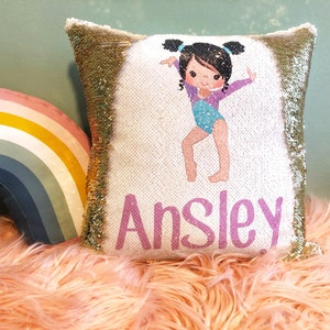 Valentines Day Gift for Girls - Personalized Gymnastics Sequin Pillow - Sequin Flip Pillow - Birthday Gift - Gift for Gymnast