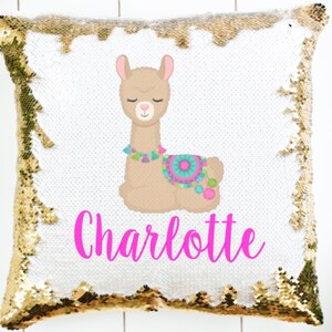 Birthday Gift for Girls - Personalized Sequin Pillow - Llama Gifts - Gift for Girls - Sequin Pillow - Custom Sequin Pillow