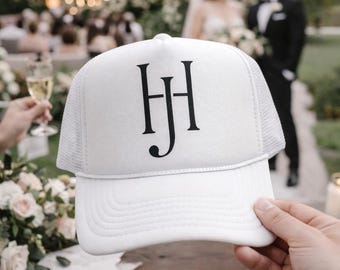 Wedding Monogram Trucker Hats - Monogrammed Wedding Favors - Custom Trucker Hat – Personalized Wedding Favors