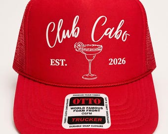 Custom club-truckerpet | Gepersonaliseerde Margarita Vacation-hoed | Strandmuts | Hoed vrijgezellenfeest | Hoed voor meisjes | Aangepaste formulering