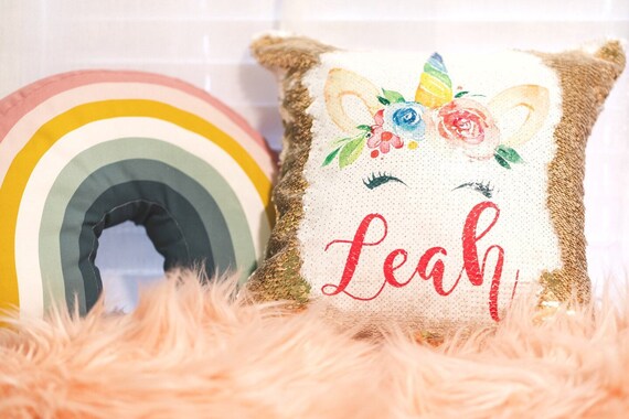 etsy personalized sequin pillow