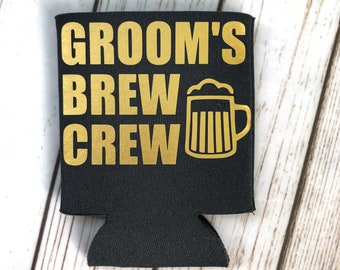 Bachelor Party Favors - Bachelor Can Coolers - Brew Crew - Personalized Groomsman Gift  - Bachelor Party - Wedding Party Gifts