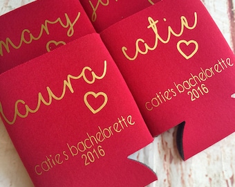Bachelorette Party Favors - Bachelorette Can Coolers - Wedding Favors - Personalized Bridesmaid Gift  - Bachelorette Party