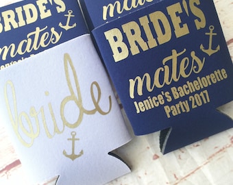 Bachelorette Party Favors - Bachelorette Can Coolers - Nautical Party Favors - Personalized Bridesmaid Gift  - Bachelorette Party -