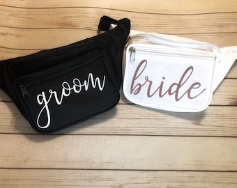 Bride and Groom Fanny Pack Set - Honeymoon Gift