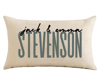 Personalized Last Name Pillow – Custom Family Name, Wedding Gift