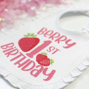 My Berry First Birthday Bib Strawberry Themed Birthday Cake Smash Prop image 2
