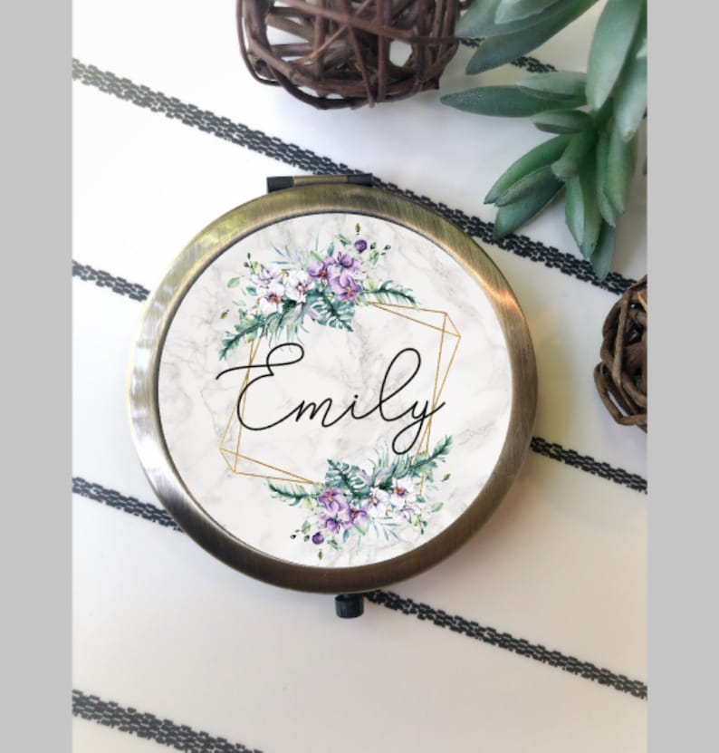 Bridesmaid Gift Personalized Bridesmaid Gift Personalized Compact Mirror Gift for Her Bridesmaid Proposal image 1