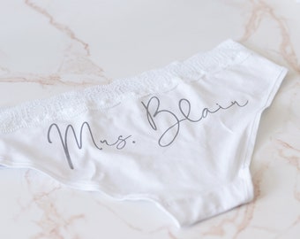 Personalized Bride Panties in Modern Cursive - Many Color Options Available