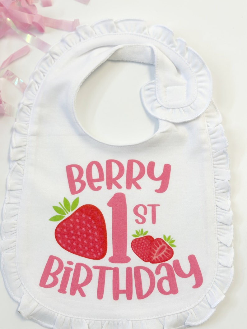 My Berry First Birthday Bib Strawberry Themed Birthday Cake Smash Prop image 4