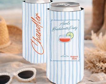 Custom Beach Bachelorette Can Coolers, Coastal Bachelorette, Personalized Party Favors, Margarita Bachelorette