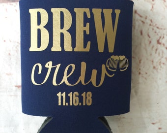 Bachelor Party Favors - Bachelor Can Coolers - Brew Crew - Personalized Groomsman Gift  - Bachelor Party - Wedding Party Gifts