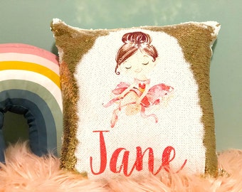Personalized Ballerina Sequin Pillow - Sequin Flip Pillow  Gift - Gymnastics Flip Pillow - Gift for Girl - Birthday Gift
