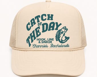 Fang des Tages Bachelorette Trip Hats - Junggesellenabschiedsreise Trucker Hat - Personalisierter Bachelorette Strandhut