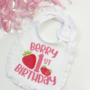 My Berry First Birthday Bib Strawberry Themed Birthday Cake Smash Prop image 7