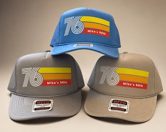 50th Birthday Trucker Hats - Custom Birthday Hats - Birthday Trucker Hats - Custom Print for Any Age