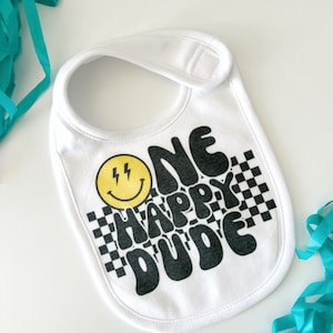 One Happy Dude First Birthday Bib - One Happy Dude Themed Birthday - Cake Smash Prop