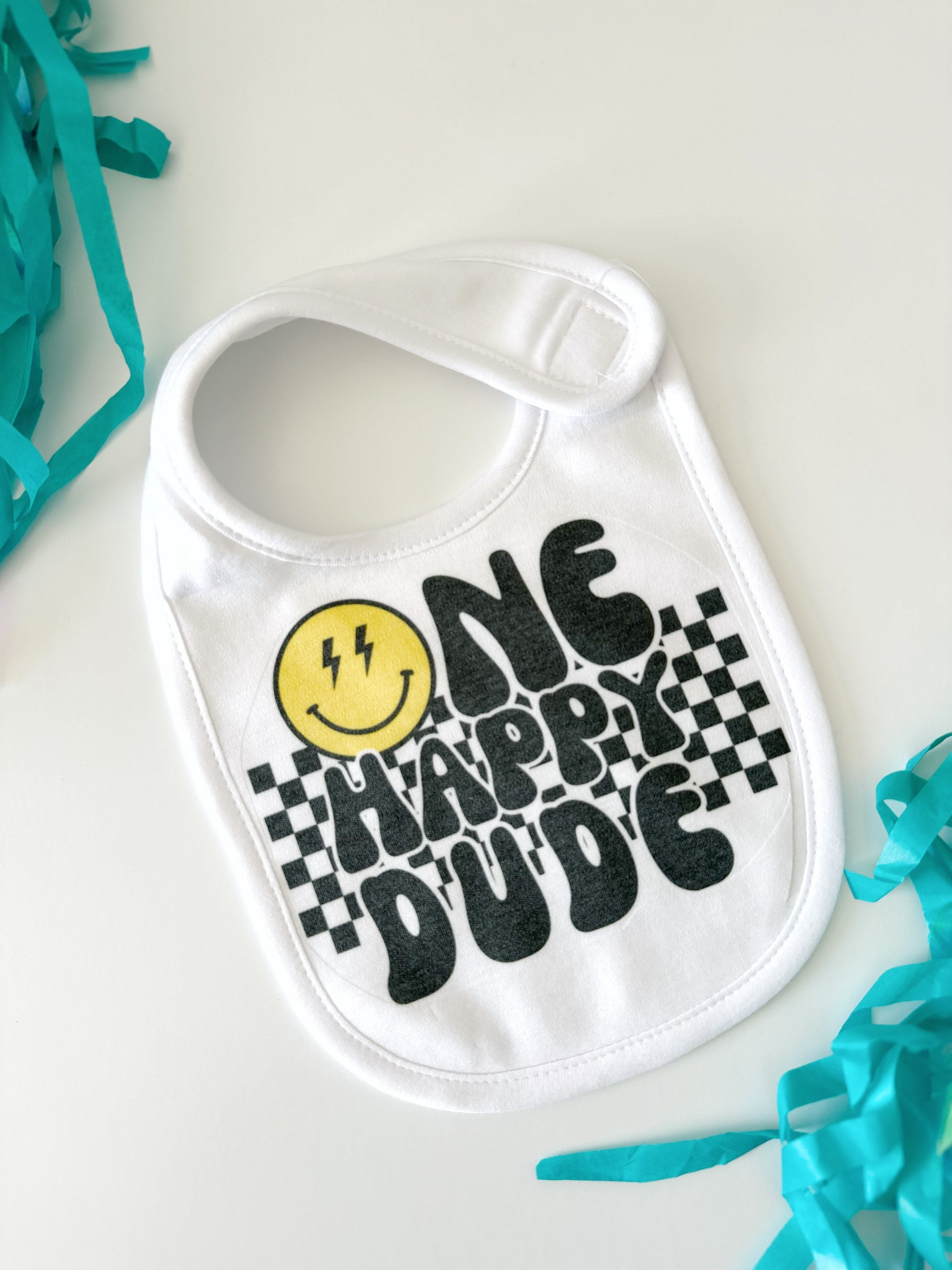 One Happy Dude First Birthday Bib - One Happy Dude Themed Birthday - Cake Smash Prop