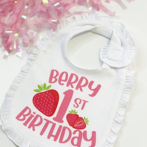 My Berry First Birthday Bib Strawberry Themed Birthday Cake Smash Prop image 6