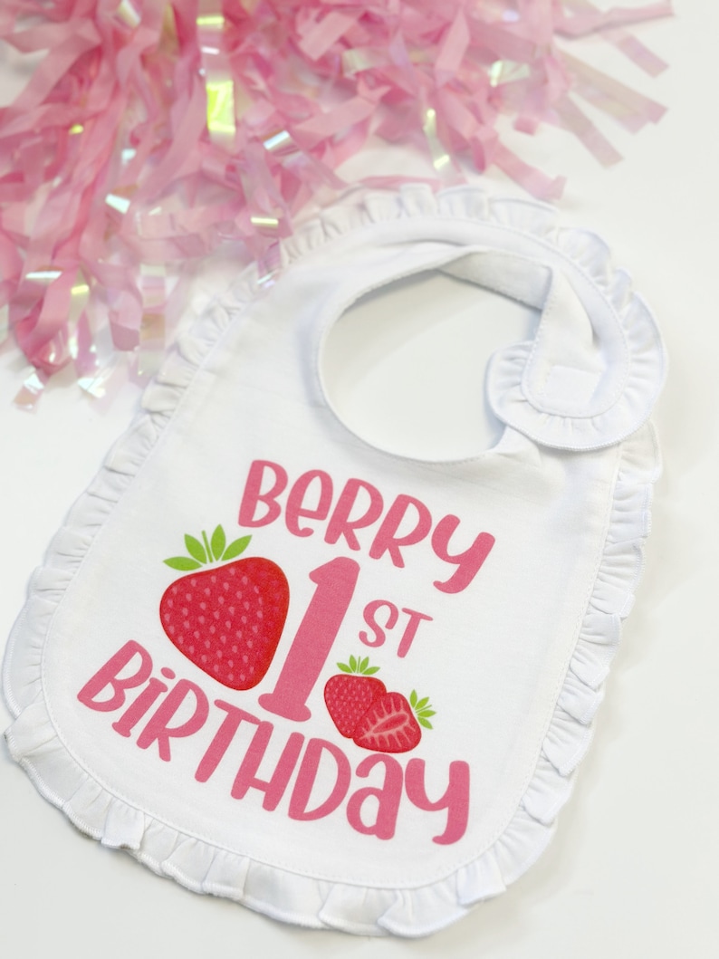 My Berry First Birthday Bib Strawberry Themed Birthday Cake Smash Prop image 6