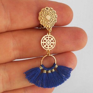 Boucles D'oreilles Clips Avec Pompons En Perles De Verre - Modèle J308, Bon état D'usage
