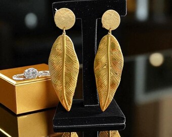 Boucles D'oreilles Vintage Doré Années 90 - Panthère Et Strass - Métal - Clips