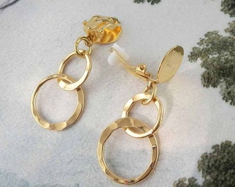 Gold-plated earrings, clip-on or pierced earrings, dangling earring