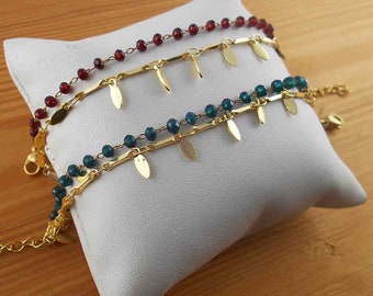 Bracelet plaqué or, bracelet double, bracelet réglable, bracelet chic, bracelet cadeau, bracelet femme, bracelet noel, bracelet fait main